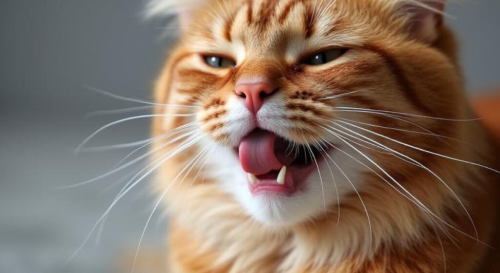 泣いている猫、正面からクローズアップ