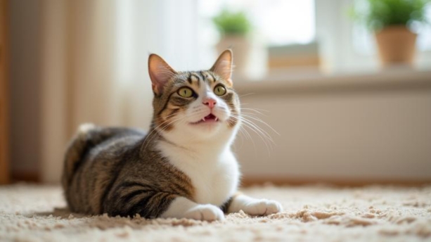 こっちを見て鳴いている猫