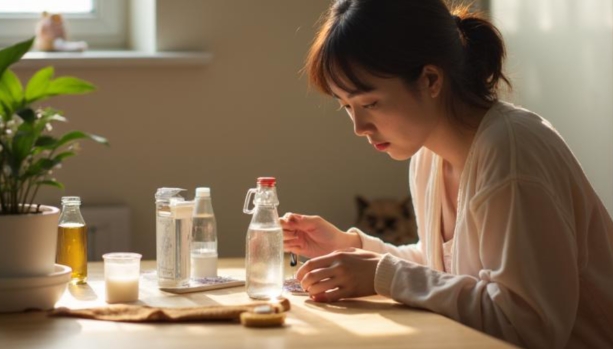 消臭剤を作っているところ