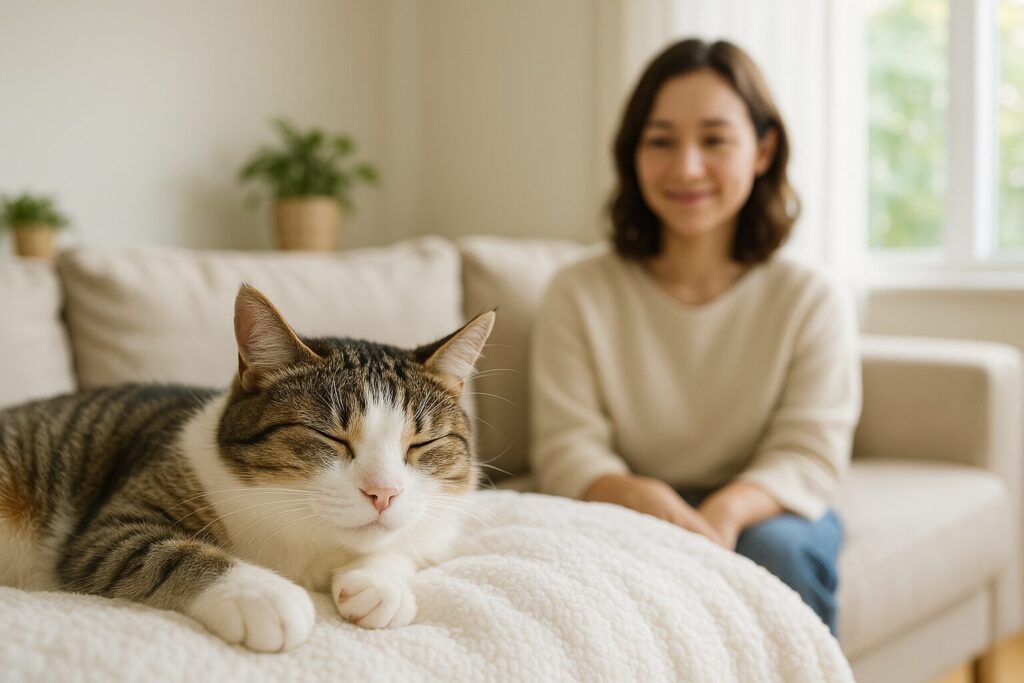 猫を見つめるか飼い主
