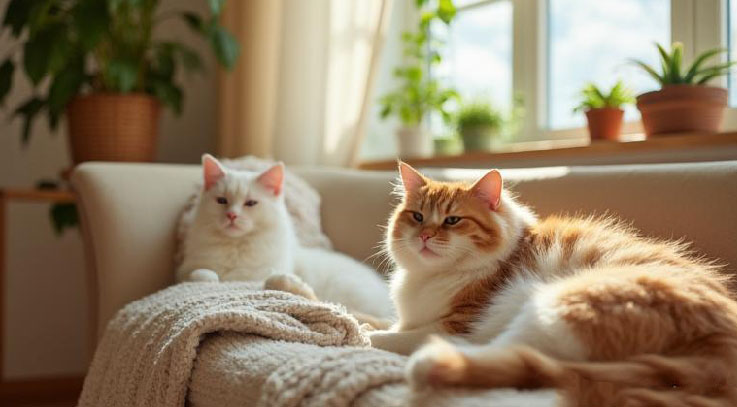ソファーの猫