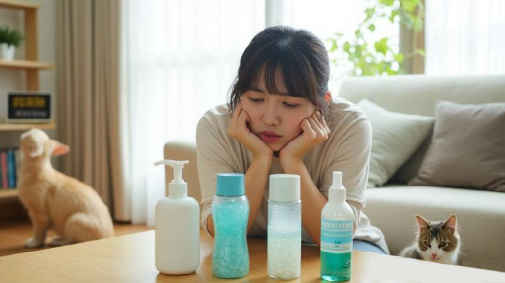 消臭剤と猫の飼い主