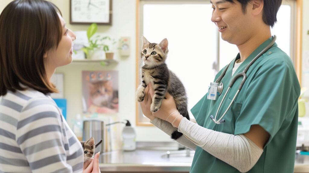 獣医と猫の飼い主