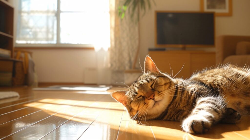 床に横たわる猫