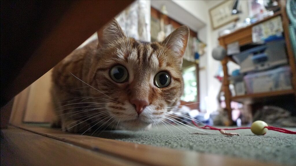 ベッドの下の猫