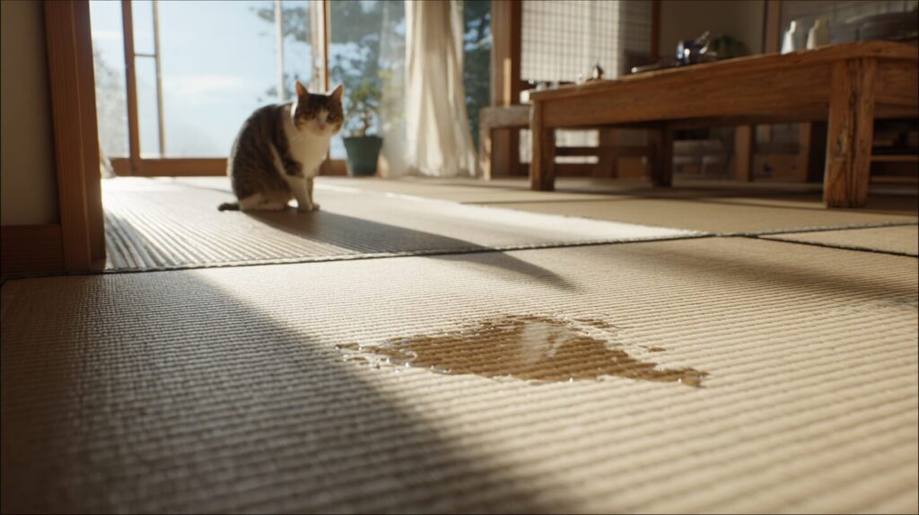 畳にしたおしっこ